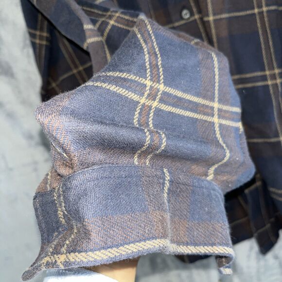 L.L. Bean Men Brown Navy Sz L Long Sleeve Button Up 100%‎ Cotton Stretch Vintage - Picture 8 of 8